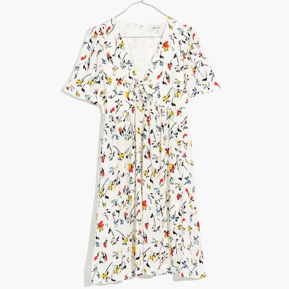 Madewell Tie-Front Mini Dress in Drifting Flowers - Picture 1 of 8